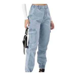 Adika Sky Blue Women's Cargo Jogger Jeans